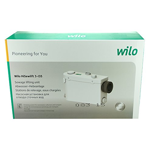 WILO HiSewlift 3-I35 Klein Hebeanlage Abwasserpumpe Fäkalien WC mit Schneidwerk Häcksler in besonders schmaler Ausführung (kleiner als 149 mm Breite) für eine einfache Vorwandinstallation (4191674) - 2