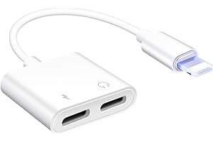 CELLWORLD [Apple MFI-Zertifiziert] Kopfhörer-Adapter für iPhone, 4-in-1-iPhone-Adapter mit Zwei Lightning-Anschlüssen für iPhone 14 Pro/14/13/12/SE/11/X/8/7, Unterstützt Musik+Laden+Anrufe+Kabelsteuerung