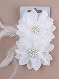 Card of 2 white glitter hair flowers