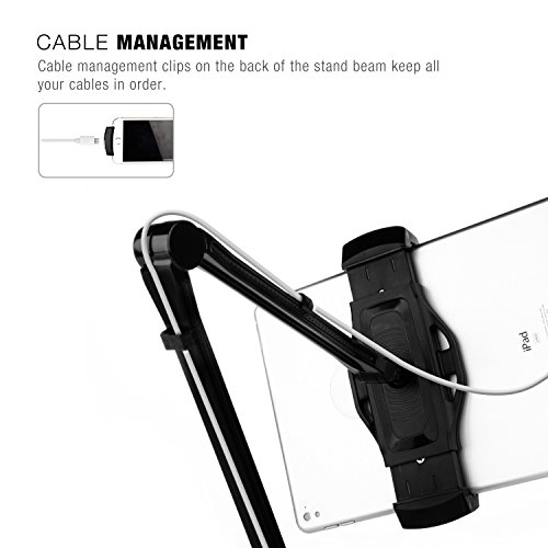 GVDV Universal stabiler Aluminiumtablettständer, 360 Grad einstellbarer Ständer / Halter mit Saugnäpfen für Tabletten von 4-12 Zoll - 6
