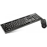 Circle ROVER A8 Wireless Combo Keyboard & Mouse Set Deskset / Unique Slim Design / Spill Resistance / UV Prined Keycaps / 12 Multimedia Hotkeys, Fn+(F1 to F12) / Easy to Clean - Black