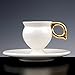 Produktbild Tasse Goldene Lingam Kaffeeservice, Porzellan weiß emailliert mit Griff in gold 18 Karat. Set von 2 Tassen mit Teller. Handgefertigt. Tassen-Design.