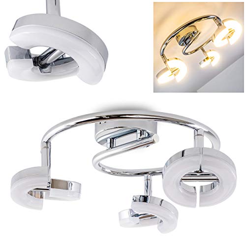 Plafonnier LED Paris en métal chromé avec trois spots orientables de 6 Watt chacun, produisant 1260 Lumen à 3000 Kelvin (blanc chaud)