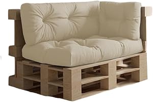 Chilly Pilley Cojín para Palets Impermeable - Cojín de Jardín Repelente Al Agua - Muchos Tamaños Y Colores (Juego de 3 Crema)