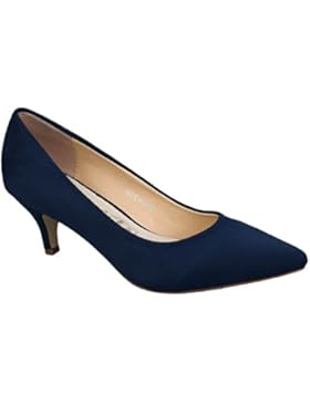 Greatonu Spitz Pumps Nubukleder Kitten Absatz Pointed Toe