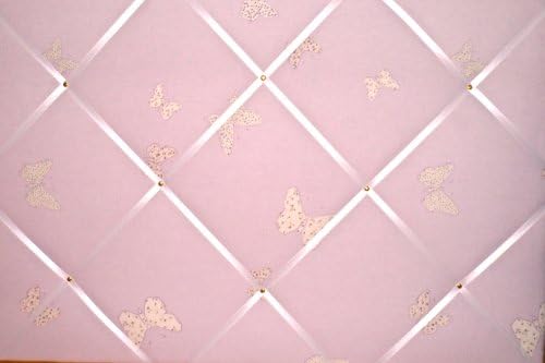 Extra Large Laura Ashley Pink Bella Butterfly Hand Crafted Fabric Notice/Pin/Memo Board