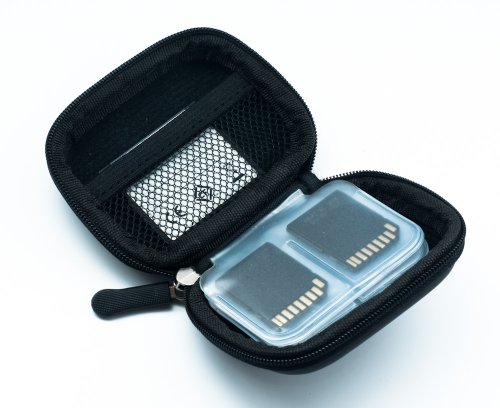 QUMOX Schwarze Speicherkarte Tasche Hartschale für SD MicroSD CF Case Doppelverschlus - 3