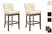 Produktbild CLP 2er Set Barhocker BUCKINGHAM mit Echtlederbezug und hochwertiger Polsterung I 2 x Tresenstuhl mit Gestell aus Kautschukholz Creme, antik-hell