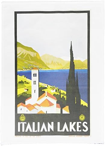 Half a Donkey The Italian Lakes - Retro Style Travel Poster Large Cotton Tea Towel