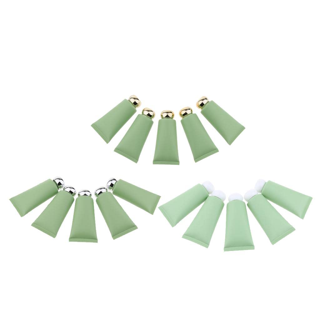 T.O.G. 5 Pieces Empty Tube Bottles for Cream Lotion Facial Cleanser Green Gold