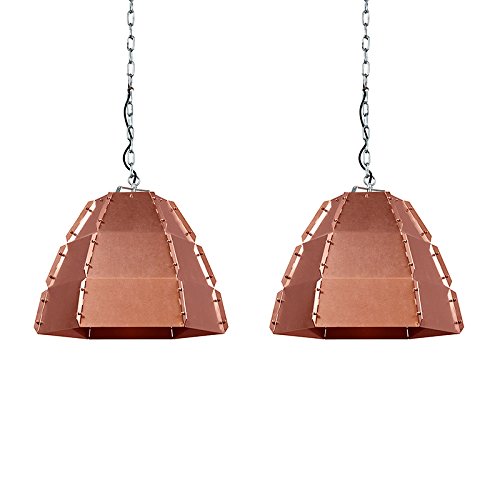Preisvergleich Produktbild QAZQA Design / Industrie / Industrial / 2-flammiger Set Pendelleuchte / Pendellampe / Hängelampe / Lampe / Leuchte Niro kupfer / Innenbeleuchtung / Wohnzimmer / Schlafzimmer / Küche Metall Rund LED ge
