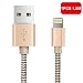 Produktbild OTISA 1.5m Nylon iPhone Datenkabel Verbindungskabel USB Kabel mit Lightning Stecker Ladekabel für Apple iPhone 6 Plus/6 /5/5S/6s iPad 4 iPad Mini/Air iPod 5 und iPod7 Arbeitet mit neuesten iOS-Update (GOLD)