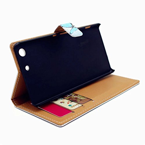 Sony Xperia M5 Hülle Handytasche, MUTOUREN 2 in 1 Zubehör für Sony Xperia M5 Slim PU Tasche Klapp Flip Folding Magnetisch PU Leder Flip Cover Tasche mit Kartensteckplatz Brieftasche Hinterschale Kartenschlitz + Metall Stift Stylus – Wolf - 4