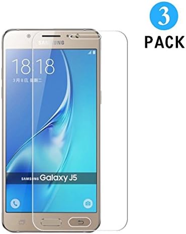 Samsung Galaxy J5 2015 Screen Protector 3 Pack, WEOFUN Tempered glass Screen Protector for Samsung Galaxy J5 2015 Glass Film 5.0 inch - Transparent (0.33mm, Ultra Clear)