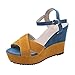 Produktbild Clacce Damen Plateau Sandaletten Sandalen Schnüren Keil Plattform Wildleder Gucken Zehe Riemchen Mitte Hacke Sommer Kleid Sandalen