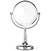 Miusco 1X And 7X Magnifying Double Side Lighted Makeup Table Top Vanity Mirror, For Tabletop, Bathroom, Bedroom, Shaving, Dressing, Stainless Steel, 36 Bright LEDs,8 inch