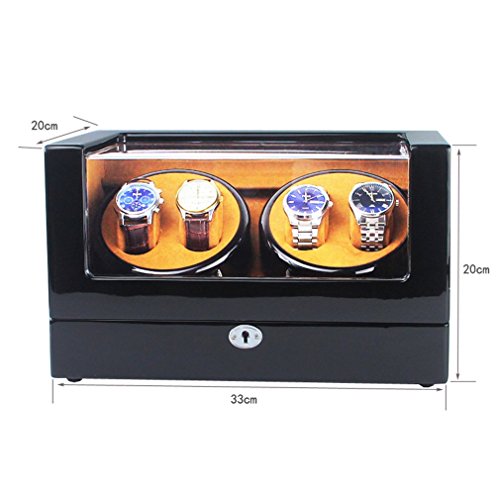 CCYOO Motor Shaker Watch Winder Halter Display Automatische Mechanische Uhr Wicklung Box Schmuck Automatische Uhren Box Holz 4 Grid, Black, Ukplug