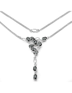Schmuck-Schmidt-Edles Collier/Kette mit schwarzen Saphiren-925 Silber-Rhodiniert-6,50 Karat