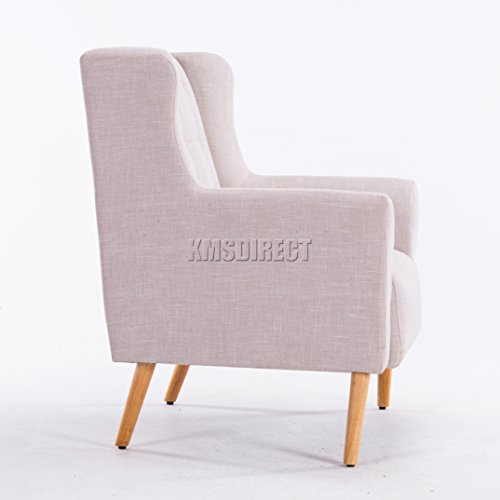 FoxHunter Linen Fabric Tub Chair Armchair Dining Living Room Lounge Office Modern Furniture Cream TC05 New