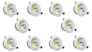 Errol 3 Watt Led Ceiling Cob Spot Light,Shape-Round,Color-Warm White,Decorative pop Lights,4000K (Pack of 10)