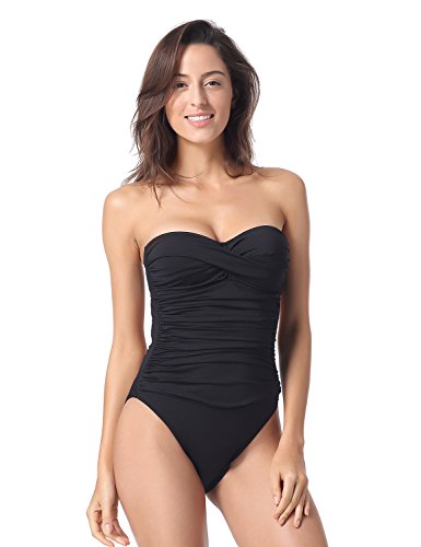 Dobreva Damen Bandeau Badeanzug - Einteiler Bademode Mit Abnehmbare Neckholder