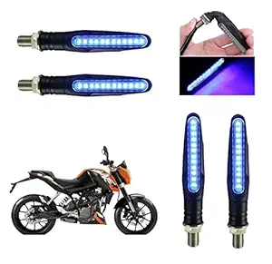 Wangsales KTM Style Sleek Pencil Type Blue 9 LED Indicators Turning Signal lamps Blinkers Bulb Set of 4 (Bike Indicator Lights High Power Motorcycle) for Ktm Duke 200 With 100% Rubber Flexibility