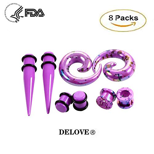 Preisvergleich Produktbild BMY Acryl Ohrenschützer Druck farbige Ohrringe Piercing Zubehör 8PCS, lila, XS