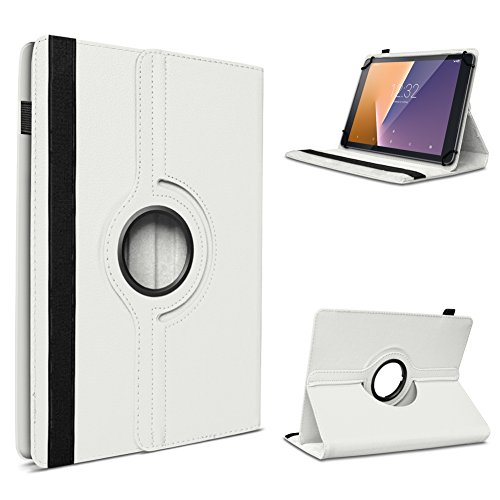 Vodafone Tab Prime 6 / 7 robuste Tablet-Schutz-Hülle aus hochwertigem Kunstleder Tasche mit Standfunktion 360° drehbar Universal-Cover-Case kombiniert Schutz und Design von UC-Express®, Farben:Weiß