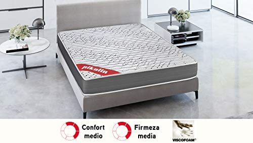 PIKOLIN Colchón viscoelástico Espuma HR 135x190 firmeza Media, Reversible, Alto 22cm - Colchones Sigeo