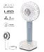 Produktbild ZOESON Mini Portable USB-Ladekristalllicht-Handventilator mit Schminkspiegel und Fülllicht mit Grundlüfter, geeignet für Zuhause, Büro, Outdoor, Reise (blau)