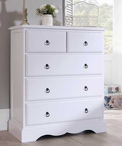 Romance TRUE White 2 over 3 Chest of Drawers, French large chest of drawers. FULLY ASSEMBLED