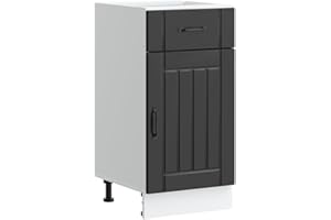 vidaXL - lucca kitchen base cabinet - black engineered wood storage - cupboards & drawers - adjustable feet - 40 x 46 x 81.5 cm - modern kitchen furniture