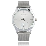 Damen Fashion Uhren, Keepwin Frauen Casual Maschengürtel Armbanduhr Elegant Simple Edelstahl Analog Quartzuhr (Silber)