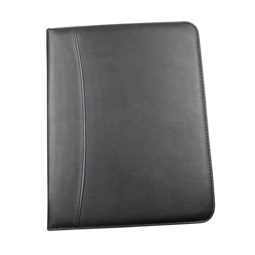 Carpeta Aspecto De Piel Negra Con Cremallera Tama  o Folio A4