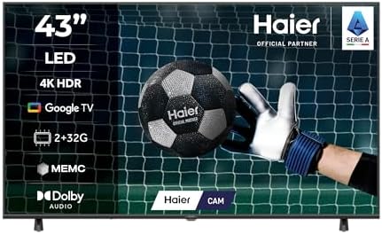 Haier LED 4K UHD H43K85FUX 43" Smart TV, Google TV, Dolby Audio, HDR 10, Telecomando Smart, Google Assistant, Bluetooth 5.1, DBX TV, HDMI 2.1 x 4 [2025]