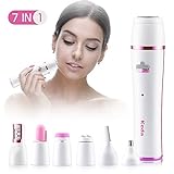 🌷 4 Cabezales de Depilacion: la depiladora y la cortadora de bikini eliminan de manera efectiva todos los vellos no deseados de la cara y del cuerpo. La afeitadora de cejas elimina rápidamente los vellos. La cortadora de vello nasal 360° elimina con precisión los vellos.