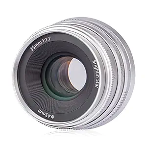 Brightin Star 35mm F1.7 Wide Angle Large Aperture APS-C Manual Focus DSLR Mirrorless Camera Lens, Fit for Canon EF-M Mount M, M2, M3, M5, M6, M10, M100, M50, M200 (Silver)