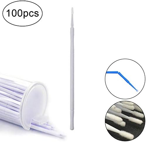 Beito 100PCS Disposable Micro Applicators Brushes Latisse Applicator Eyelash Wands Brush For Eyelashes Extensions Glue Removal And Makeup Application(White)