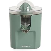 CREATE/JUICER STUDIO/SAGE GREEN ELECTRIC JUICER/No splash, 230 ml tank, pulp filter, drip system, 2 detachable cones, 100W