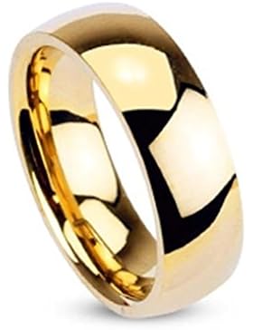Paula & Fritz® Ring aus Edelstahl Chirurgenstahl 316L vergoldet Klassischer Ehering hochglanz poliert 6mm Breite...