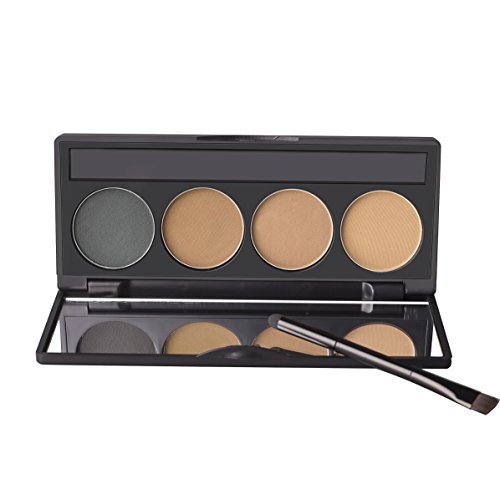 VALUE MAKERS® 4 Farben-Augenbrauen-Puder-Paletten-kosmetische Verfassungs-Shading-Kit mit Pinsel Spiegel-Schmink Wasserdicht mit 4X Augenbrauen Schablonen - 6