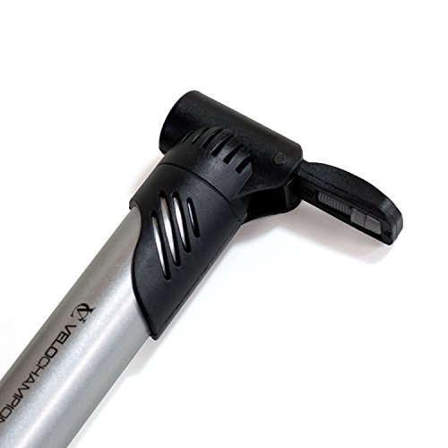 VeloChampion Airblast Doppelhub-Minipumpe, schwarz/silber – Mini Bike Pump for Road and MTB - 3