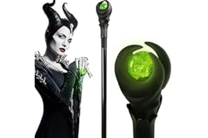 SINSEN Baguettes magiques maléfiques à LED pour Halloween - Sceptre - Baguette magique - Baguette magique - Baguette maléfique - Bâton lumineux vert - Accessoires d'Halloween et de cosplay