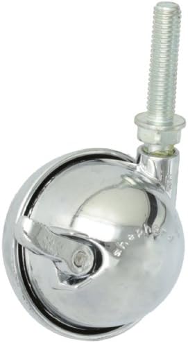 Shepherd Planet Series 2-1/2" Diameter Metal Wheel Caster with Brake, 3/8" Diameter x 1-1/2" Length UNC16 Threaded Stem, 100 lbs Capacity, Bright Chrome Finish
