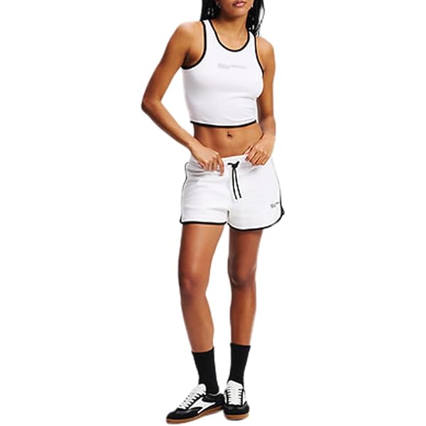 Short De Sport Karl Lagerfeld Jeans à Bordure - 100% Coton Bio - Coupe Régulière Pour Femme