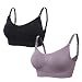BAOMOSI 2Pack Womens Maternity Nursing Bras Seamless Push up Wireless Underwear Black M