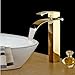 Produktbild Hot Hochwertige vergoldete Wasserfall Wasserhahn voll Kupfer feine Becken gold Bad Wasserhahn KERAMIK Ventil Armaturen