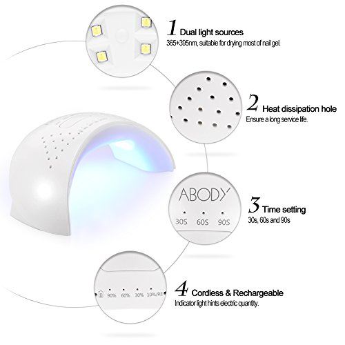 Abody 12W LED UV Lampe Drahtlos Nageltrockner Nail Dryer Fingernagel & Zehennagel Nagelhärtung Maschine Nail Art Malerei Salon Tool EU Plug - 5