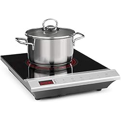 Klarstein Mistercook Plaque de cuisson infrarouge - vitrocéramique, 2000W, 8 réglages de puissance et de température, écran LED, Minuterie, Sécurité enfants, Protection anti-surchauffe, Argent