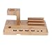 Produktbild IPOTCH Dock Ladestation Dockingstation Ständer Aufladen 4 x USB Port mit Handy Halter aus Bambus für iWatch iPhone